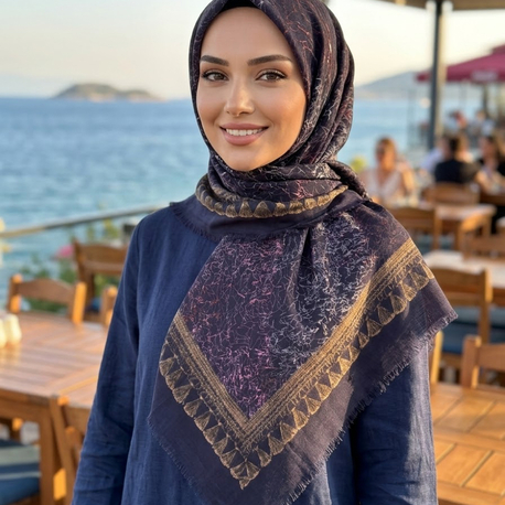 Flamlı keten eşarp