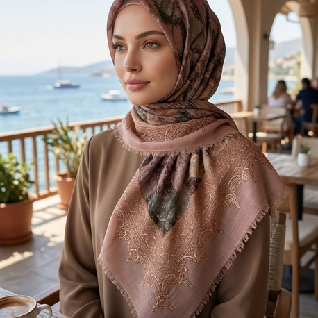 Flamlı keten eşarp