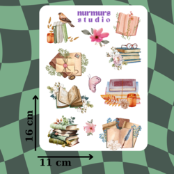 kitaplar ve çiçekler sticker