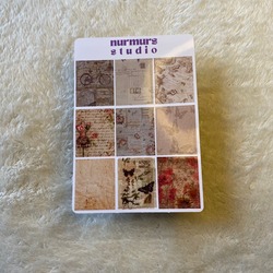 vintage temalı scrapbook sticker sayfası