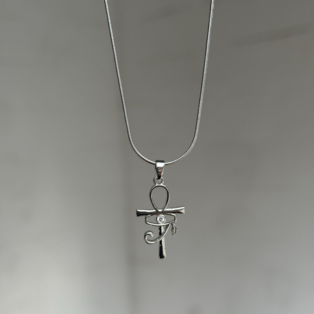 Ankh & ra göz kolye silver l Çelik