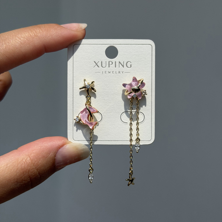 14k pembe taşlı yaz küpe l Xuping