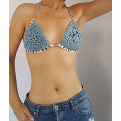 Bikini Üçgen Dantel Mavi