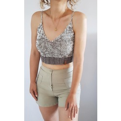 CropTop Doğal Örgü Denge Serisi-Kahve/Krem