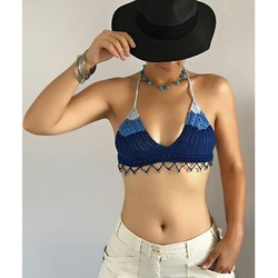 Bikini Mavi Dalga-Boncuklu