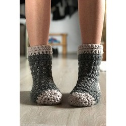 Yün Örgü Sleepers Çorap Gri-Füme Benekli