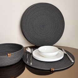 POLYESTER ANTRASİT 6 KİŞİLİK SUPLA VE EKMEK SEPETİ