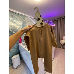 Bebek Unisex Fitilli Sütlü Kahve Tulum