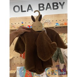  Poffy Unisex Şapkalı Kahverengi Kısa Tulum