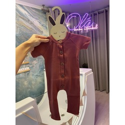  Bebek Unisex Kiremit Renk Düğmeli Tulum
