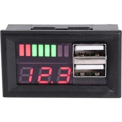 Kırmızı Led Dijital Ekran Voltmetre USB 5V 2A Çıkış DC 12V