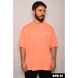 Neon Orange Oversize Street Style Baskılı T-Shirt