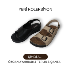 Düz Tabanlı Günlük Sandalet Siyah ve Bej