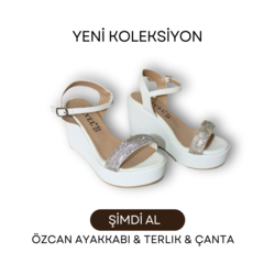 Dolgu Taban Beyaz Taşlı Sandalet