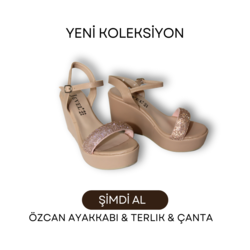 Dolgu Taban Bej Taşlı Sandalet 