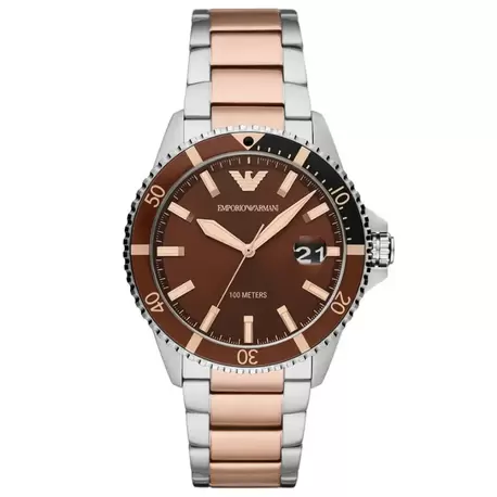 Emporio Armani AR11340 Erkek Kol Saati – Diver Stil / Kahverengi Kadran / 10 ATM