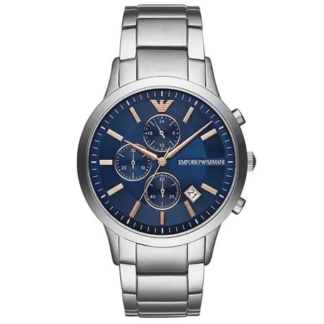 Emporio Armani AR11458 Erkek Kol Saati – Mavi Kadran / Çelik / Kronograf