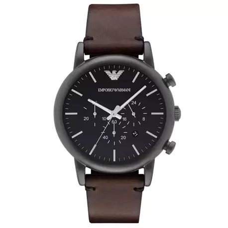 Emporio Armani AR1919 Erkek Kol Saati – Siyah Kadran / Kahverengi Deri / Chronograph