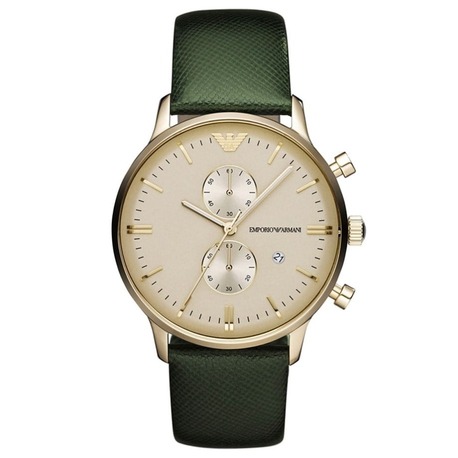 Emporio Armani AR1722 Erkek Kol Saati – Champagne Kadran / Yeşil Deri / 5 ATM