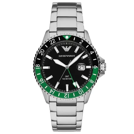 Emporio Armani AR11589 Erkek Kol Saati – Siyah & Yeşil GMT / Çelik / 10 ATM