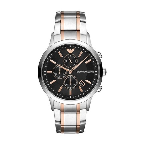 Emporio Armani AR11165 Erkek Kol Saati – Silver / Rose Gold İki Ton / Siyah Kadran