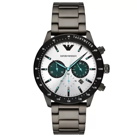 Emporio Armani AR11471 Erkek Kol Saati – Füme Çelik / Gümüş + Yeşil Kadran