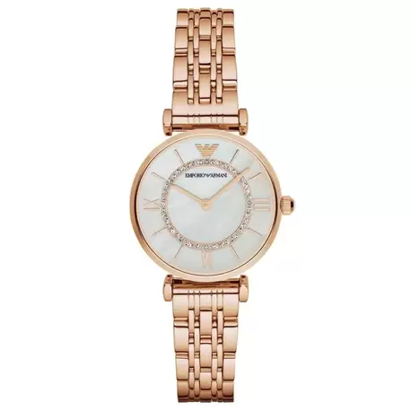 Emporio Armani AR1909 Kadın Kol Saati – Rose Gold / Beyaz Kristalli Kadran / 32 mm