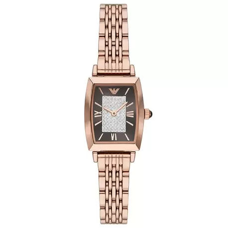 Emporio Armani AR11407 Kadın Kol Saati – Rose Gold / Kahverengi Kristal Kadran / 26 mm