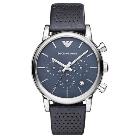 Emporio Armani AR1736 Erkek Kol Saati – Mavi Kadran / Deri Kayış / Kronograf