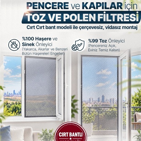 TOZ VE POLEN FİLTRELİ SİNEKLİK - CIRT BANTLI - KAPI BALKON FİLTRESİ