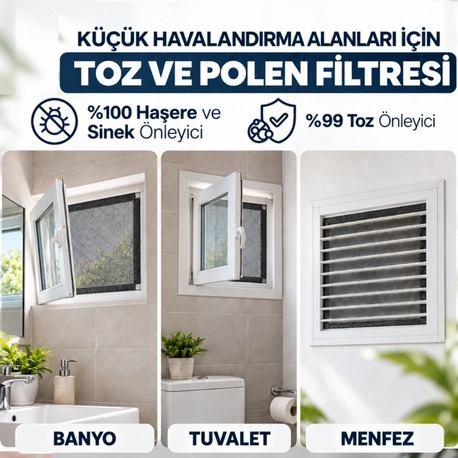 TOZ VE POLEN FİLTRELİ SİNEKLİK - CIRT BANTLI -HAVALANDIRMA, PENCERE ve MENFEZ İÇİN