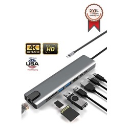 USB-C - HDTV ÇOK FONKSİYONLU 8 PORT ÇEVİRİCİ ADAPTÖR YD-36
