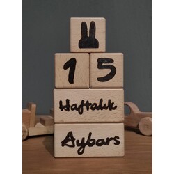Ahşap Anne -bebek anı küpleri 5'li set