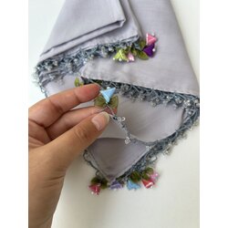 GRİ muska boncuklu yazma