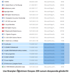 Öğretmen Dosyası Mail Olarak