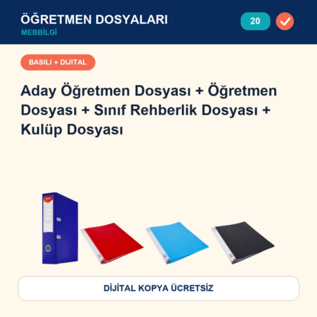 20-Maarif Modeli Uyumlu 4 Dosya Paketi — Basılı+Dijital