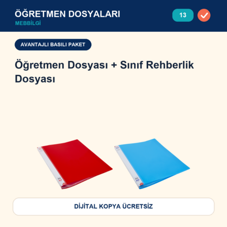 13-Maarif Modeli Uyumlu Öğretmen Dosyası+Sınıf Rehberlik Dosyası — Basılı Paket