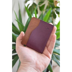 El Yapımı Hakiki Deri Minimal Kartlık