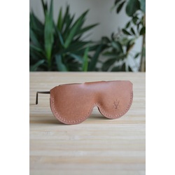 El Yapımı Hakiki Deri Minimal Gözlük Kabı / Taba