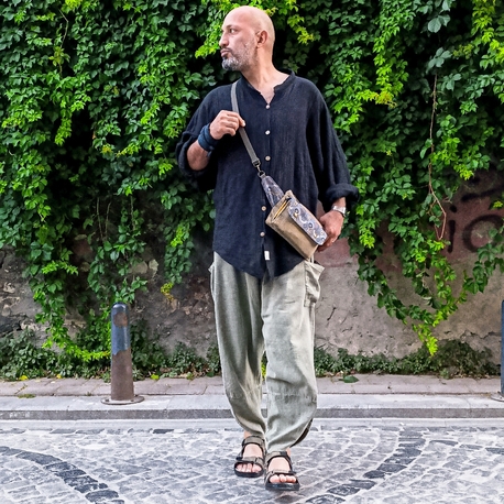 Oiki %100 Pamuk Yeşil Bohem V Paça Unisex Pantolon