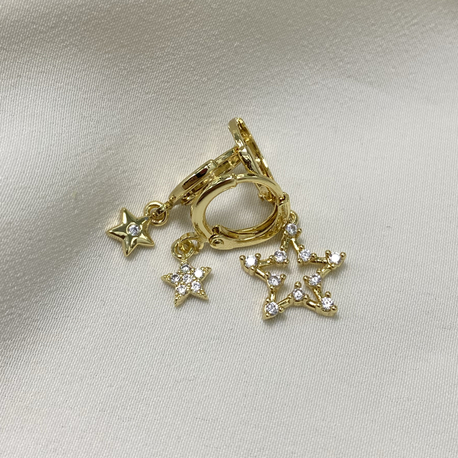 Gold/Gümüş Yıldız Tema Tekli Set Küpe