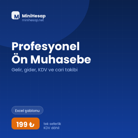 Profesyonel Ön Muhasebe – Gelir, Gider, KDV ve Cari Takibi (Excel)