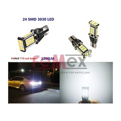 FEMEX PLATİNUM BEYAZ T15 24 SMD 3030 CHİP LED AMPUL AKTİF CANBUS