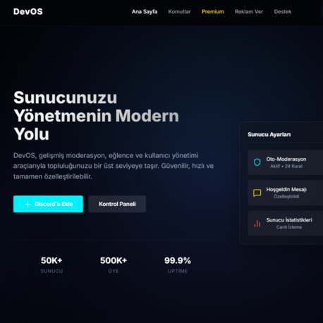 #2 Modern Discord Bot Tanıtım Sitesi ve Kontrol Paneli Teması – Full Responsive