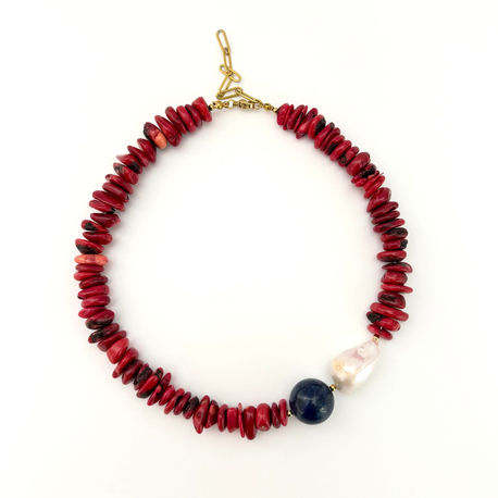 Lapis Lazuli, Mercan ve Barok İncili Kolye