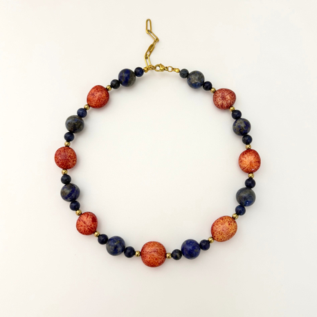 Lapis Lazuli ve Mercan Taşlı Kolye