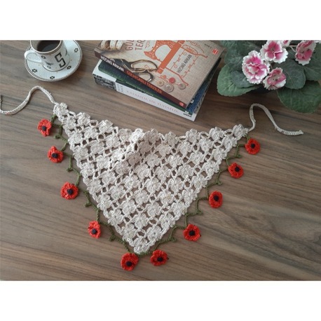 Gelincik Çiçekli Örgü Bandana
