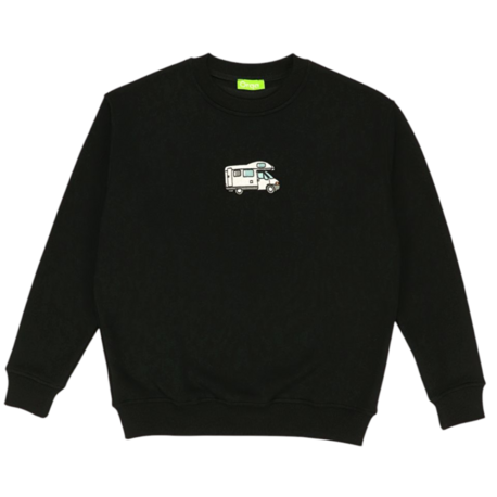 Basic Bisiklet Yaka Karavan Temalı Nakışlı Sweatshirt