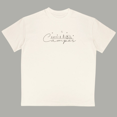 Unisex Kamp Temalı Baskılı %100 Pamuk Tshirt
