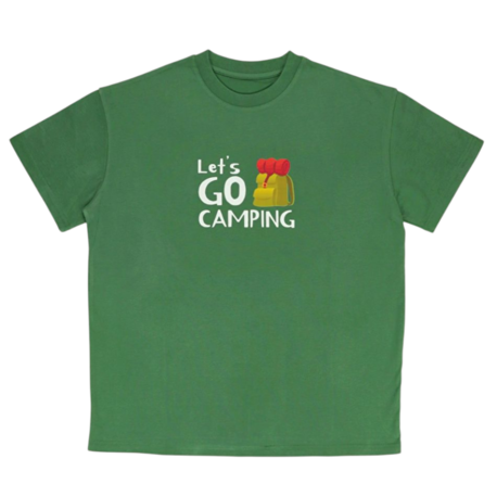 Unisex Let's Go Camping Baskılı %100 Pamuk Tshirt